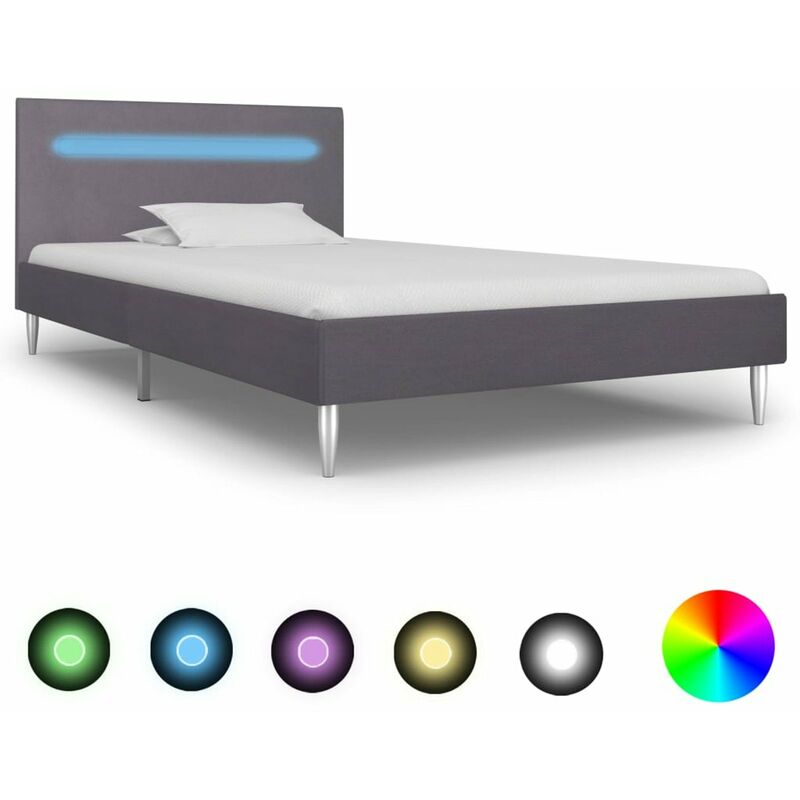 

Estructura de cama con LED tela gris 90x200 cm