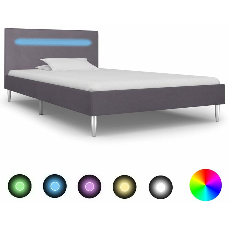 

Estructura de cama con LED tela gris 90x200 cm