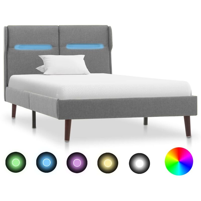 

Estructura de cama con LED tela gris claro 100x200 cm