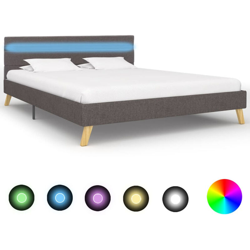 

Estructura de cama con LED tela gris claro 120x200 cm