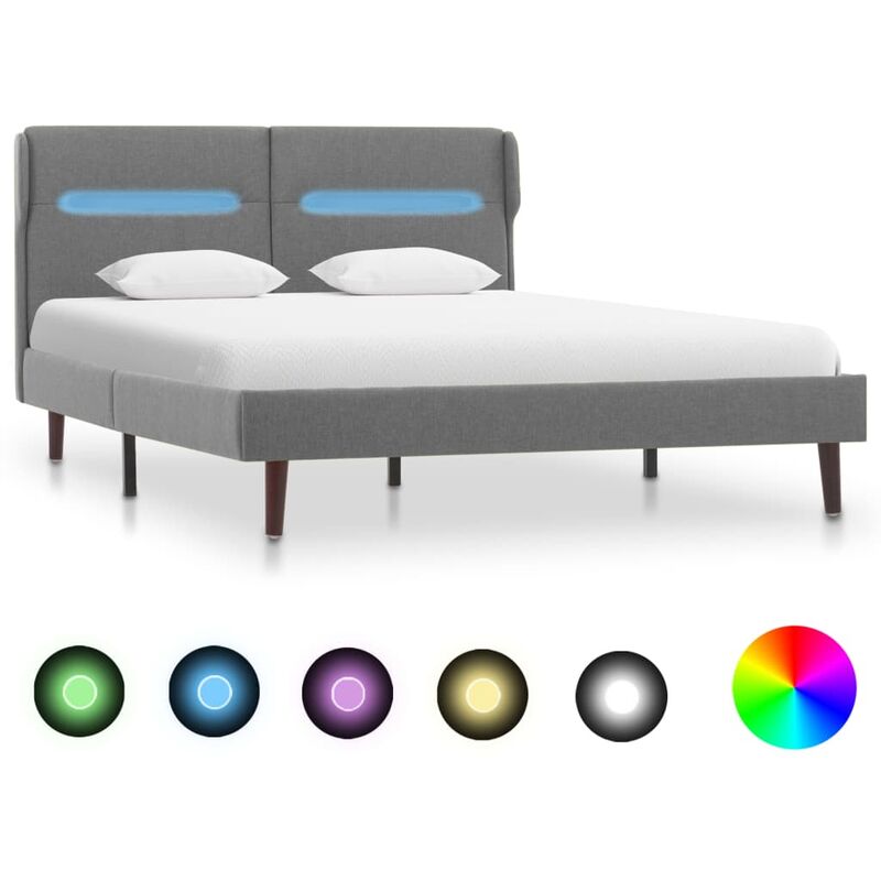 

Estructura de cama con LED tela gris claro 120x200 cm