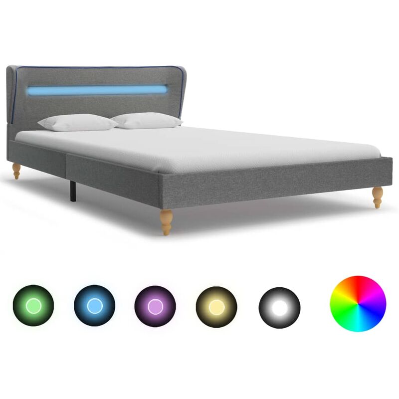 

Estructura de cama con LED tela gris claro 120x200 cm