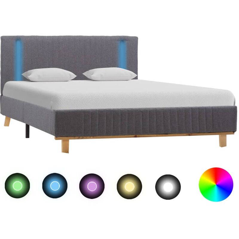 

Estructura de cama con LED tela gris claro 140x200 cm