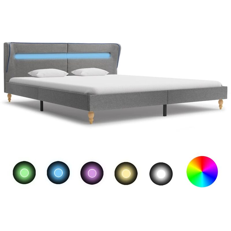 

Estructura de cama con LED tela gris claro 160x200 cm