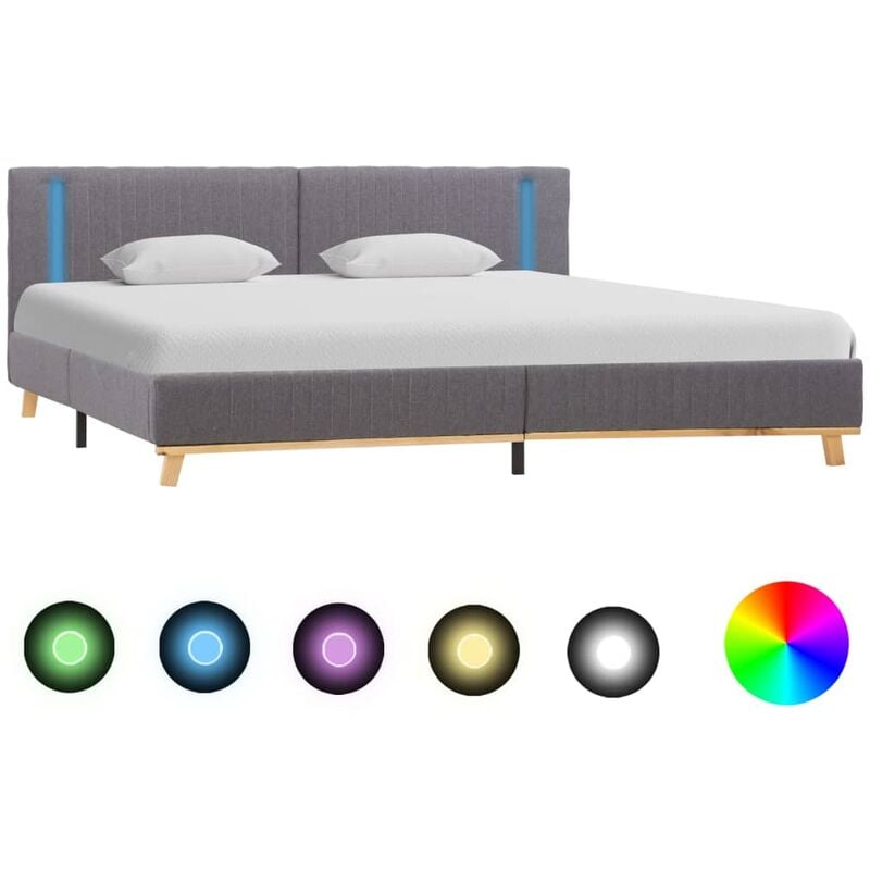 

Estructura de cama con LED tela gris claro 160x200 cm