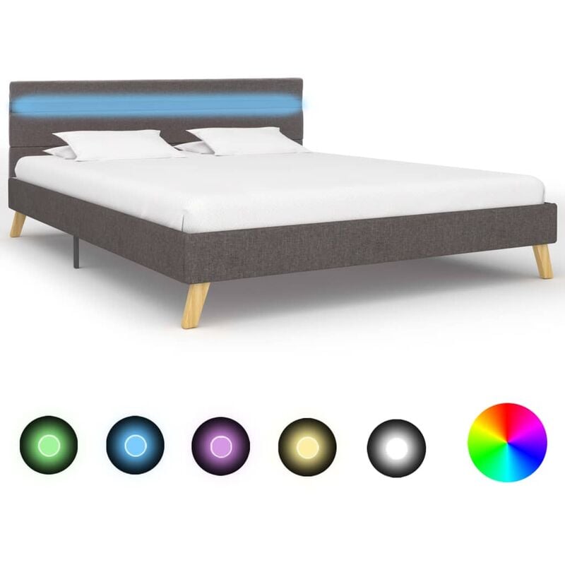 

Estructura de cama con LED tela gris claro 160x200 cm - Gris