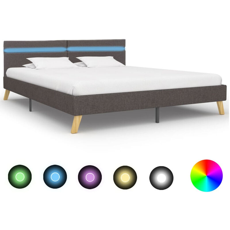 

Estructura de cama con LED tela gris claro 180x200 cm