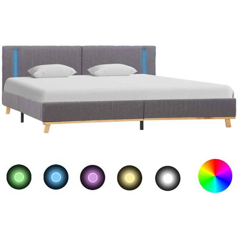 

Estructura de cama con LED tela gris claro 180x200 cm