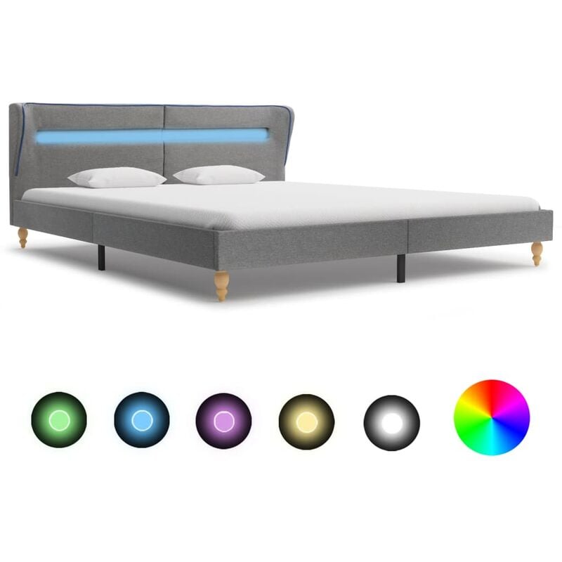 

Estructura de cama con LED tela gris claro 180x200 cm