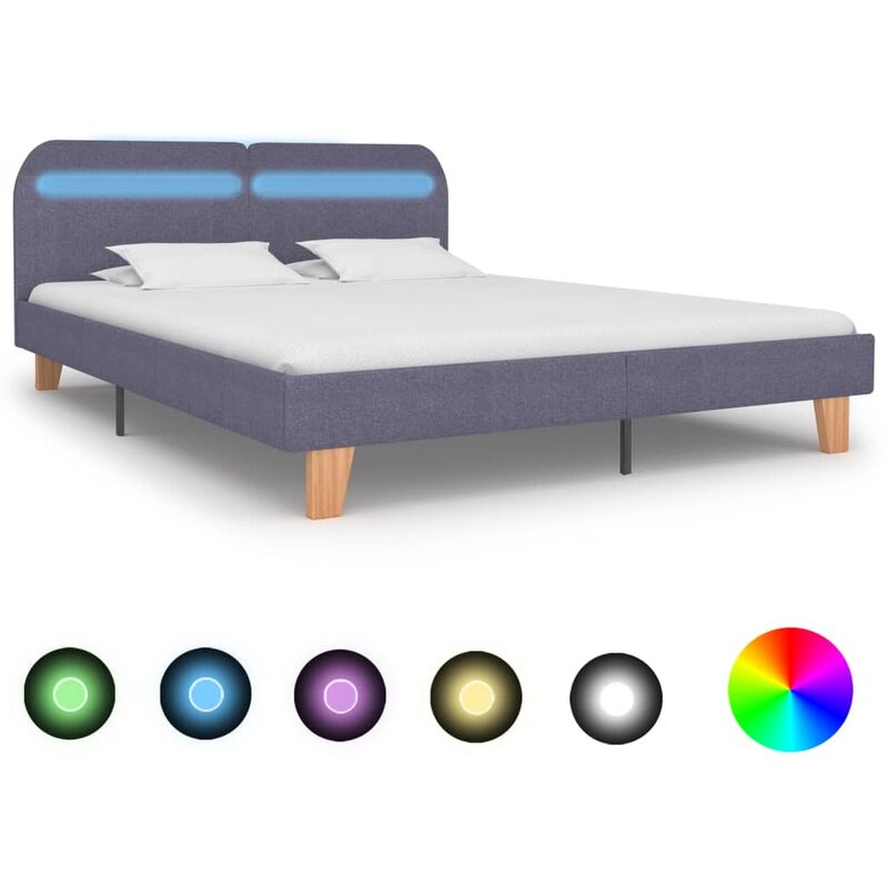 

Estructura de cama con LED tela gris claro 180x200 cm - Gris