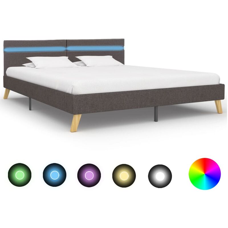 

Estructura de cama con LED tela gris claro 180x200 cm - Gris