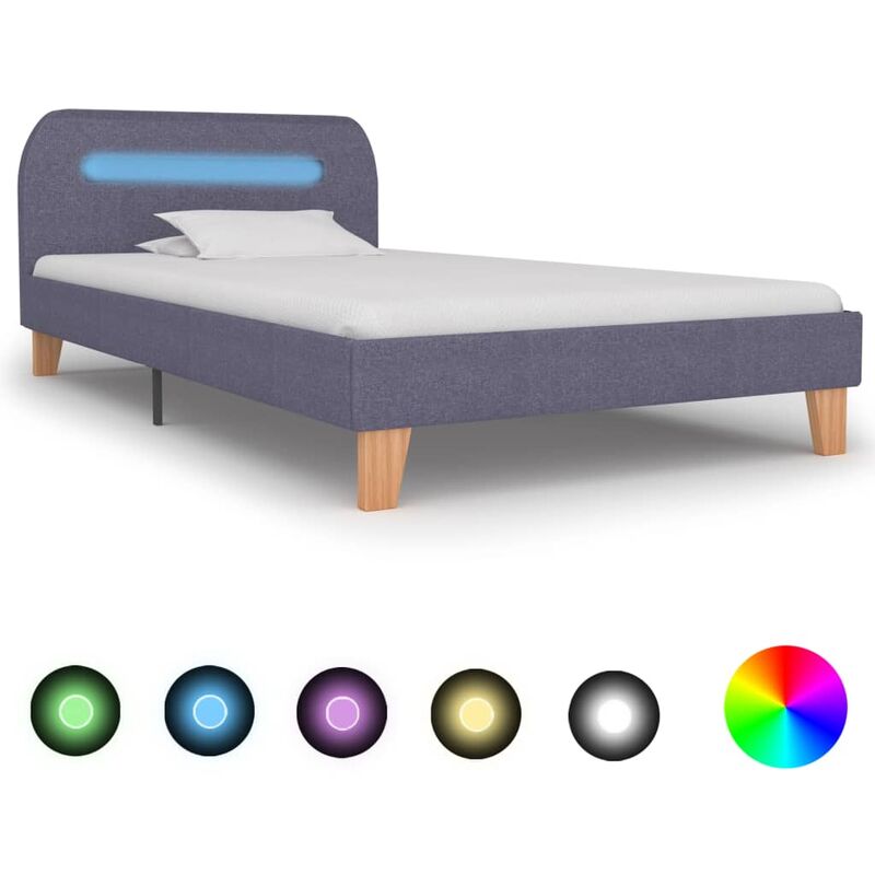 

Estructura de cama con LED tela gris claro 90x200 cm