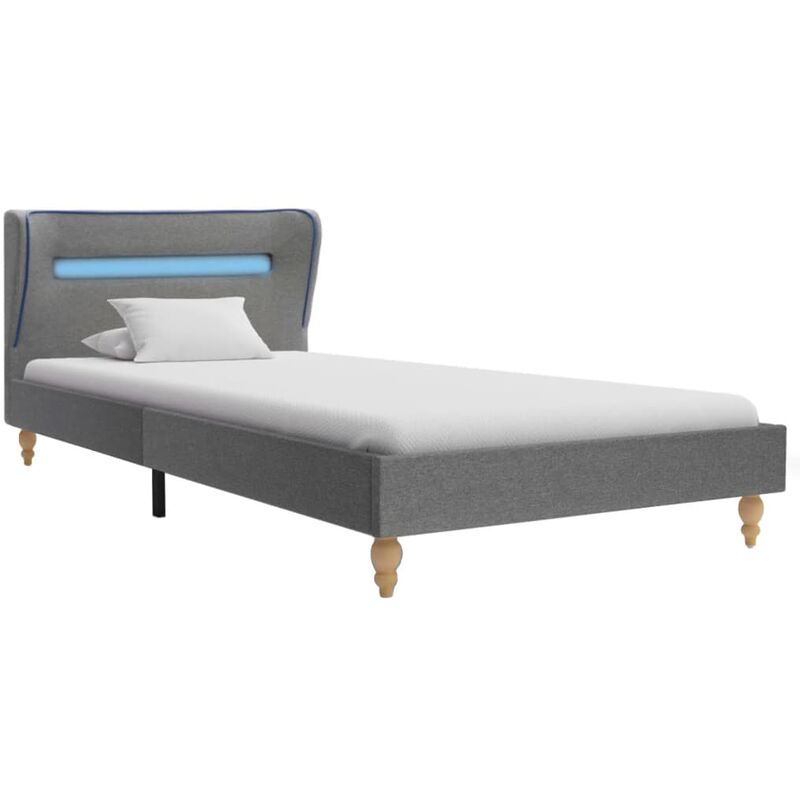 

Estructura de Cama con LED Tela Gris Claro 90x200 cm - Gris - Vidaxl