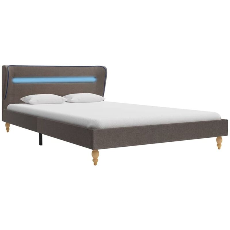 

Estructura de Cama con LED Tela Gris Topo 120x200 cm - Marrón - Vidaxl