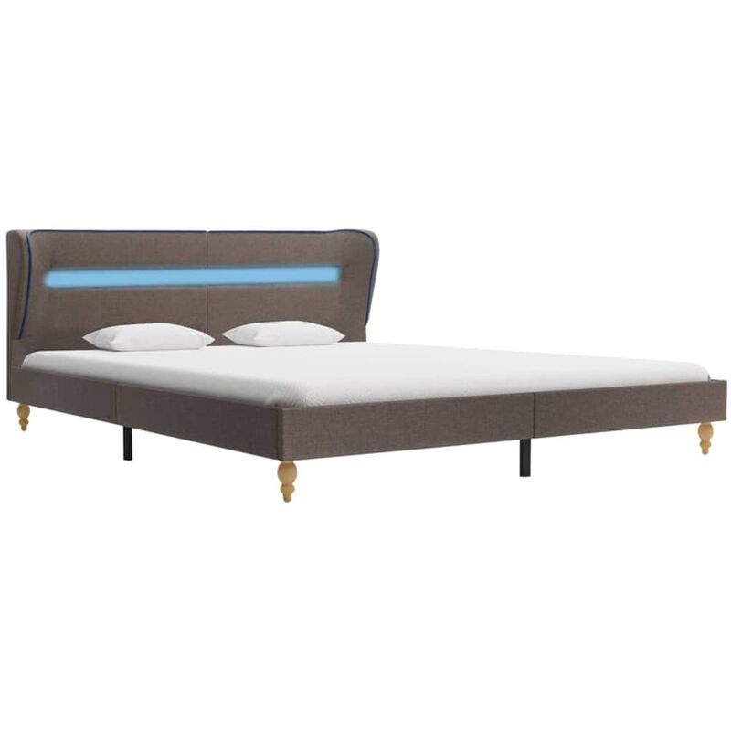 

vidaXL Estructura de Cama con LED Tela Gris Topo 160x200 cm - Marrón