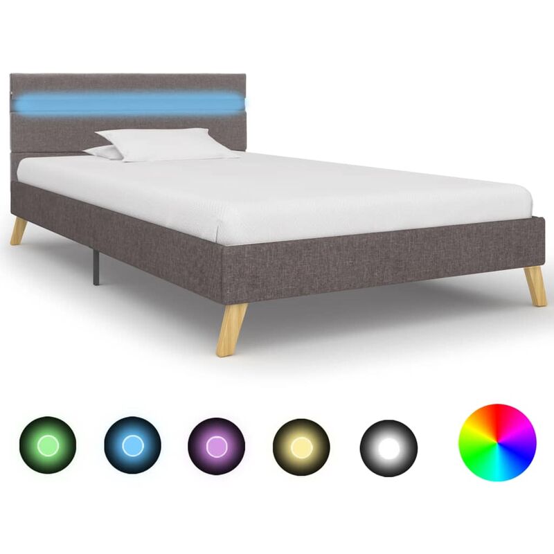 

Estructura de cama con LED tela gris claro 90x200 cm