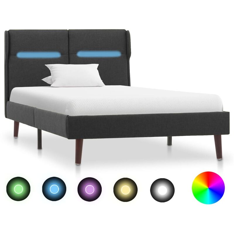 

Estructura de cama con LED tela gris oscuro 100x200 cm