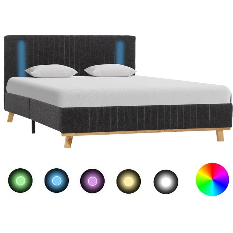 

Estructura de cama con LED tela gris oscuro 140x200 cm