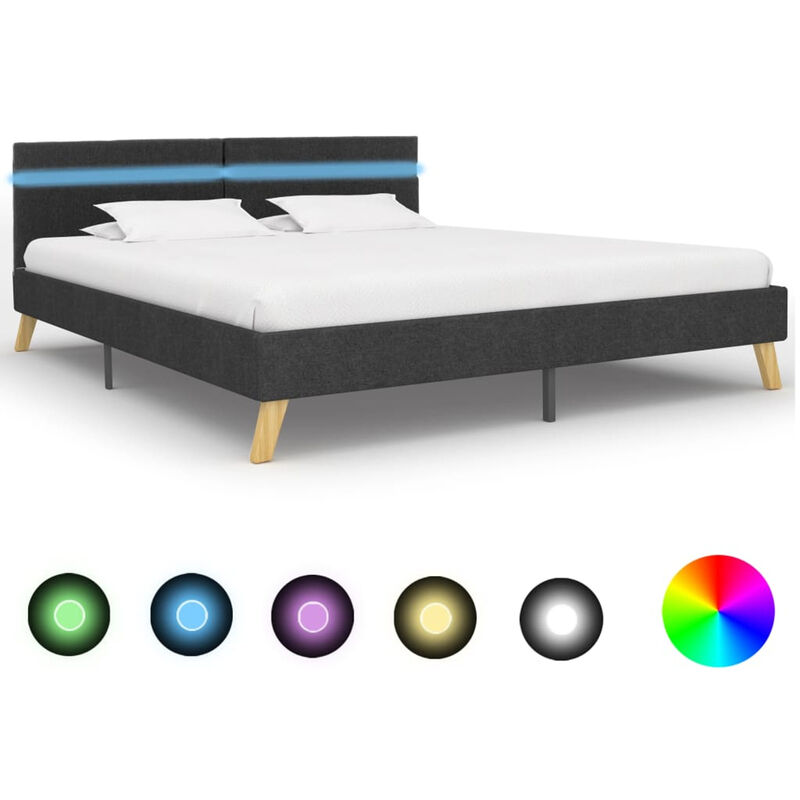 

Estructura de cama con LED tela gris oscuro 180x200 cm