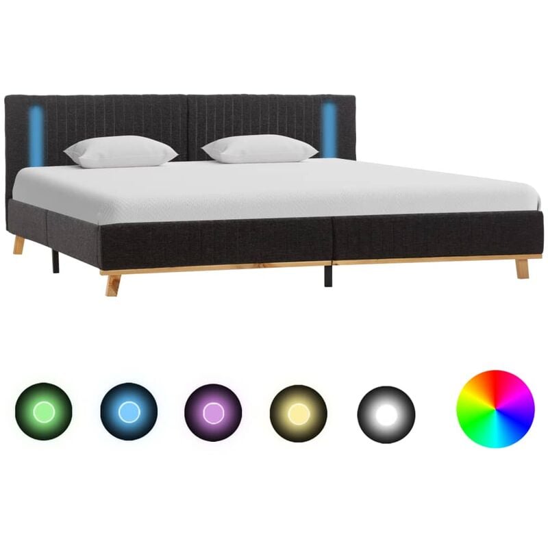 

Estructura de cama con LED tela gris oscuro 180x200 cm