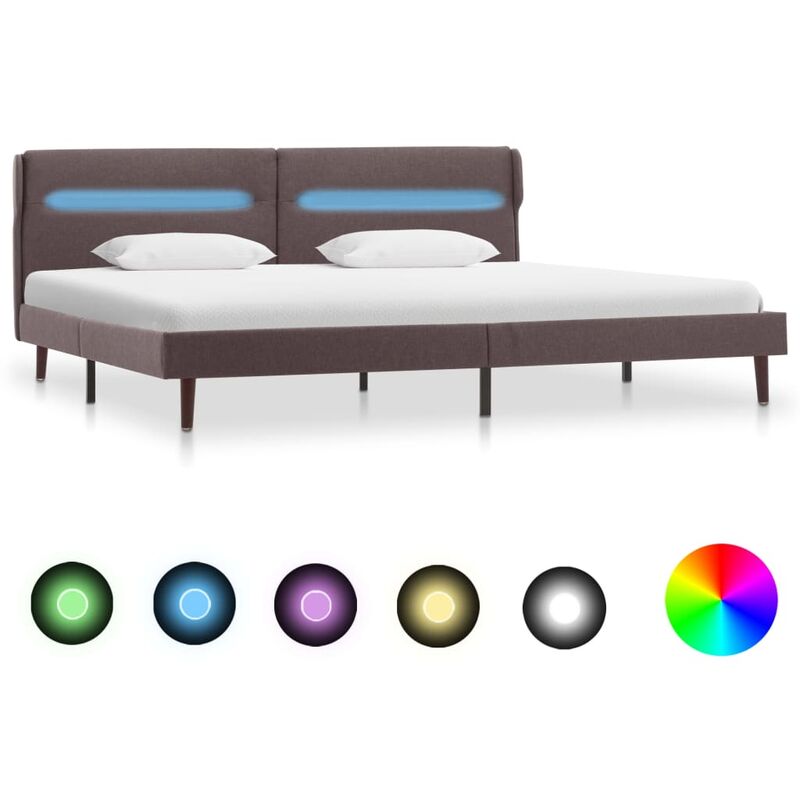 

Estructura de cama con LED tela gris taupe 180x200 cm