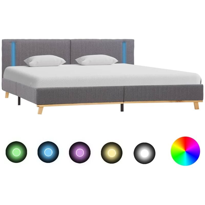 

Estructura de Cama con LED Tela Gris Claro 160x200 cm - Gris - Vidaxl