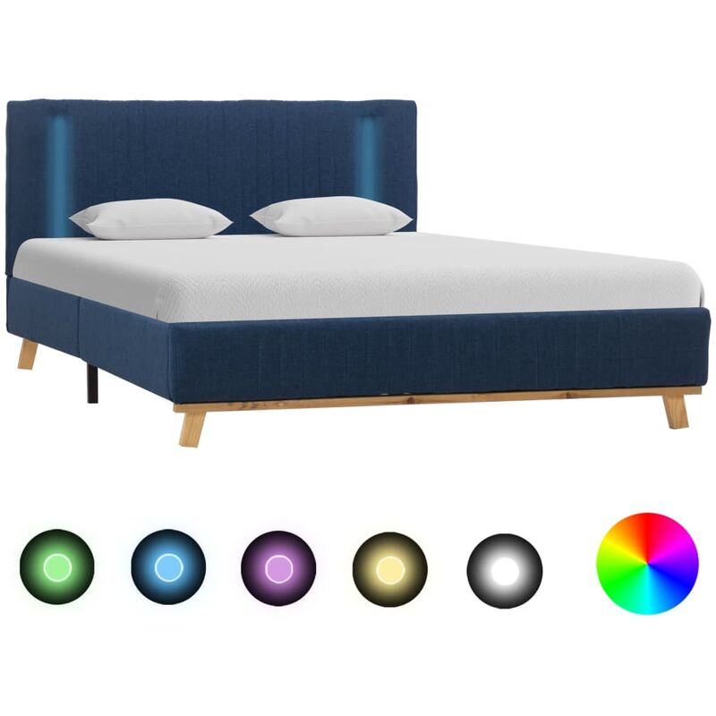 

Estructura de Cama con LED Tela Azul 120x200 cm - Azul - Vidaxl