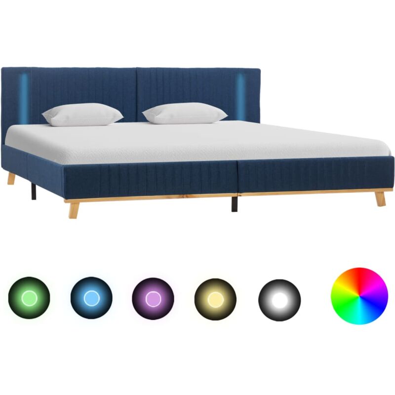 

Estructura de Cama con LED Tela Azul 160x200 cm - Azul - Vidaxl