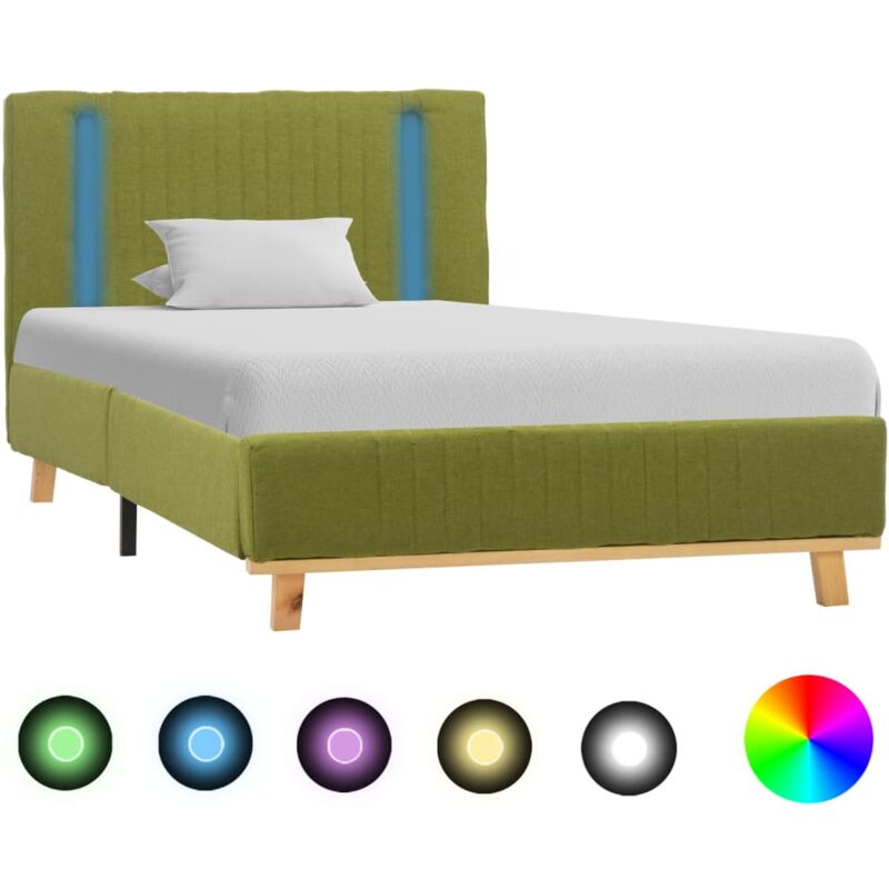 

Estructura de Cama con LED Tela Verde 90x200 cm - Verde - Vidaxl