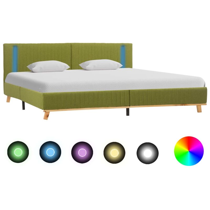 

Estructura de Cama con LED Tela Verde 180x200 cm - Verde - Vidaxl