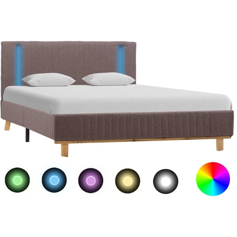 

vidaXL Estructura de Cama con LED Tela Gris Topo 140x200 cm - Gris Topo