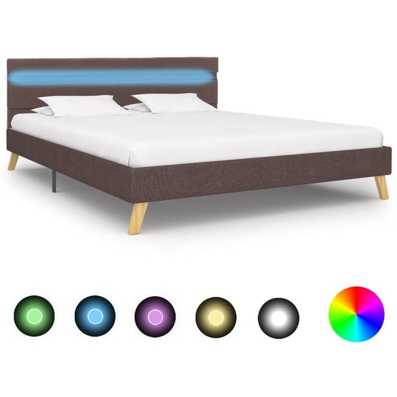 

Estructura de cama con LED tela gris topo 160x200 cm