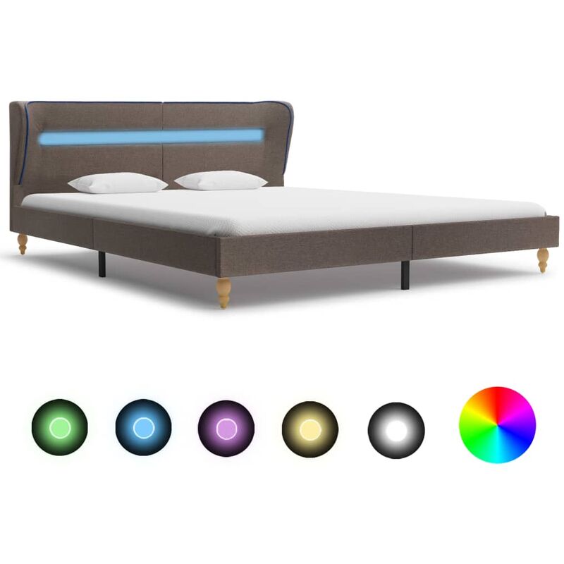 

Estructura de cama con LED tela gris topo 160x200 cm