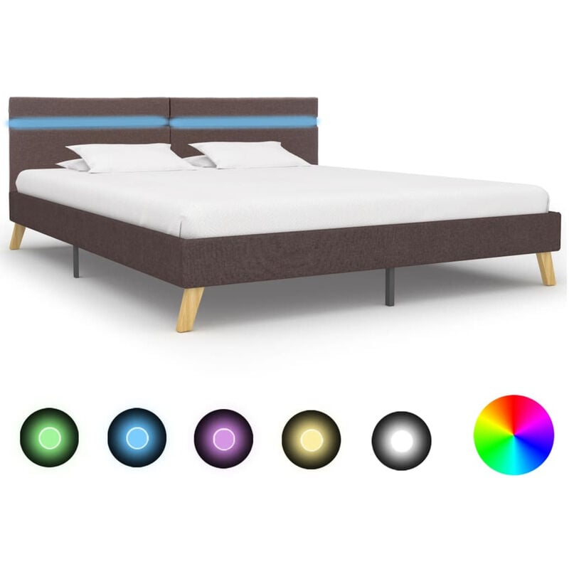 

Estructura de cama con LED tela gris topo 180x200 cm