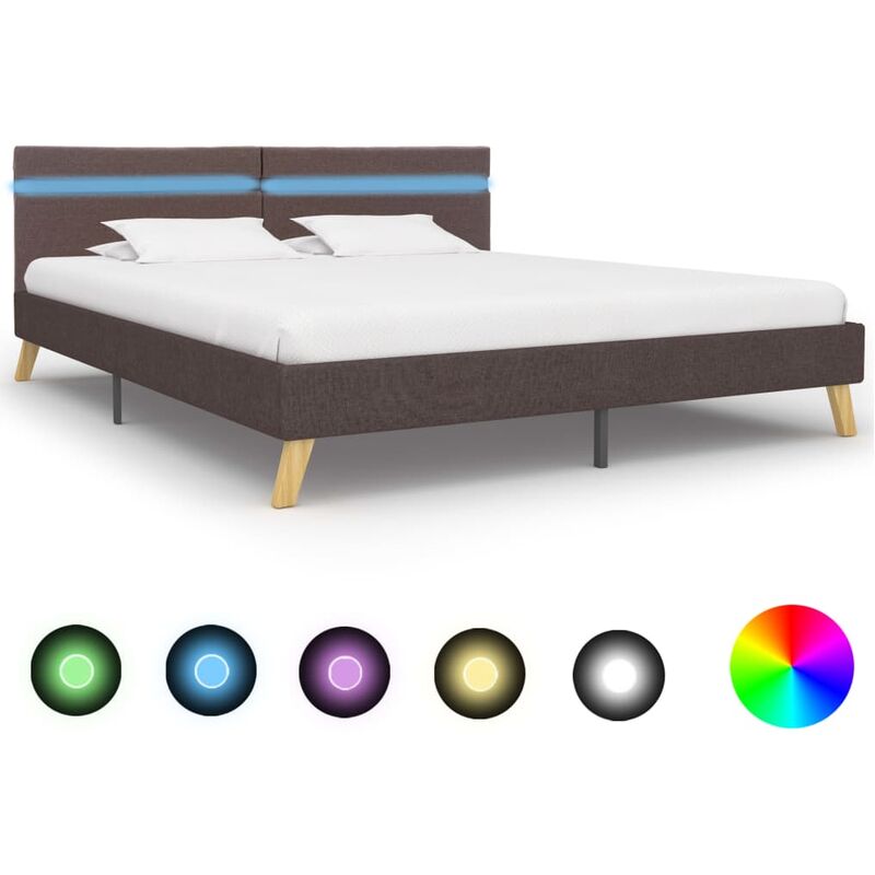 

Estructura de cama con LED tela gris topo 180x200 cm