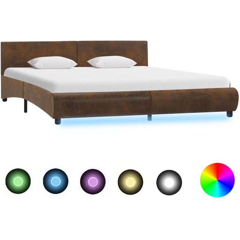 

Estructura de cama con LED tela marrón 160x200 cm