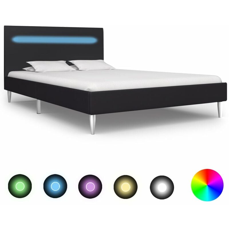 

Estructura de cama con LED tela negro 120x200 cm