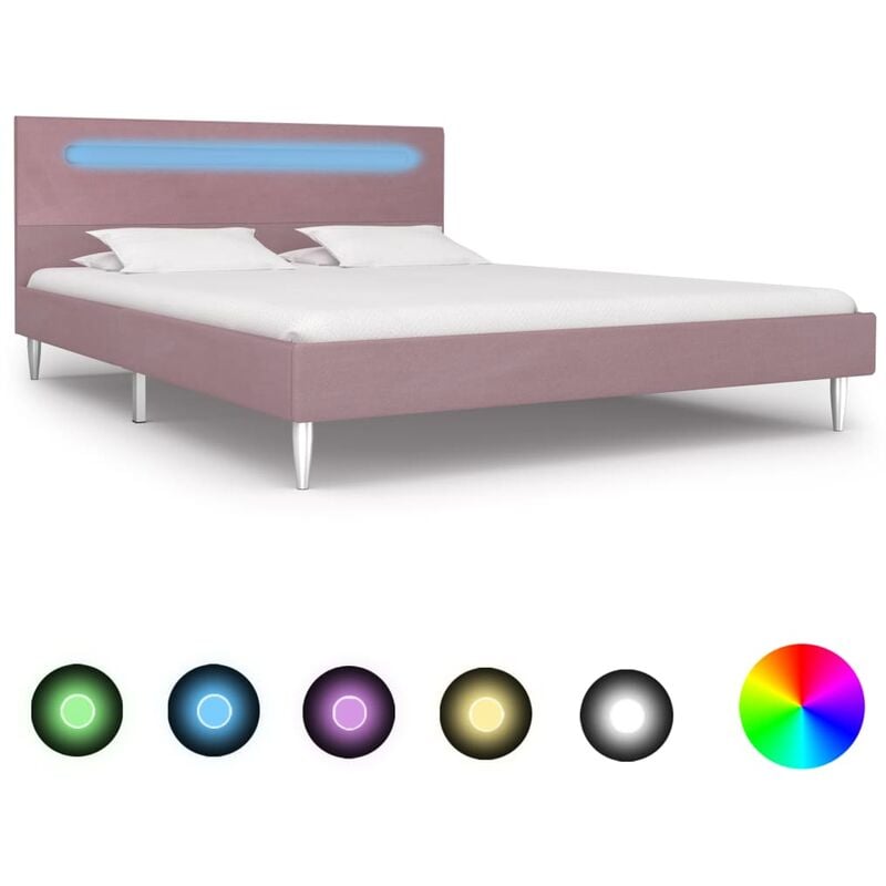 

Estructura de cama con LED tela rosa 140x200 cm - Rosa