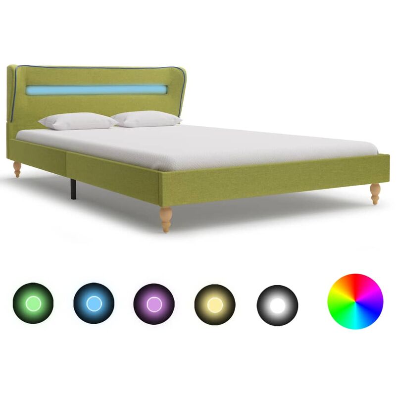 

Estructura de cama con LED tela verde 120x200 cm