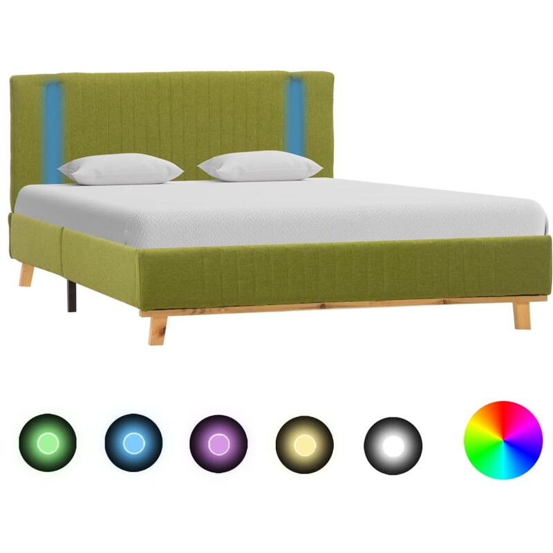 

Estructura de cama con LED tela verde 120x200 cm