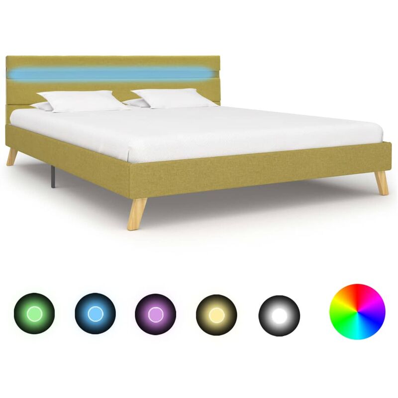 

Estructura de cama con LED tela verde 120x200 cm
