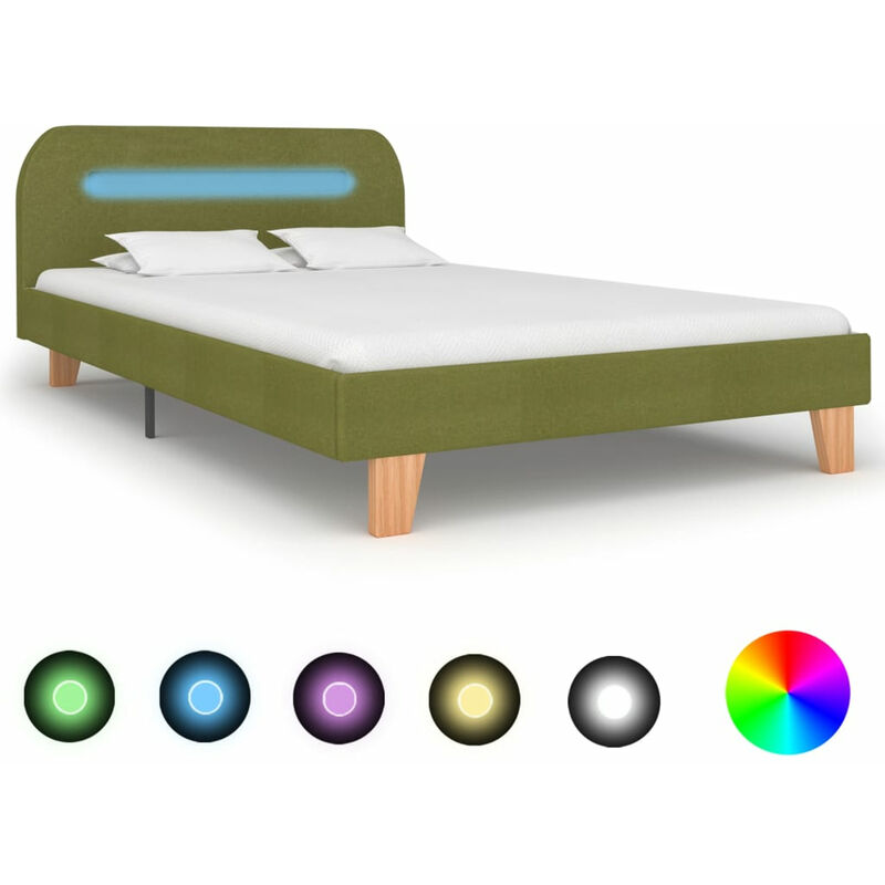 

Estructura de cama con LED tela verde 120x200 cm