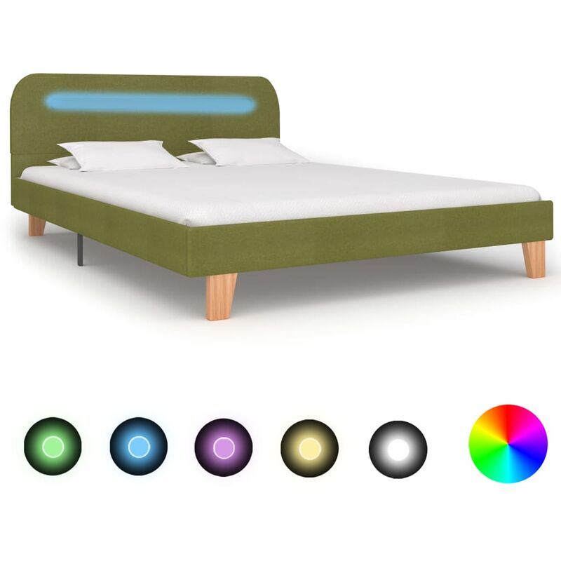 

Estructura de cama con LED tela verde 140x200 cm - Verde