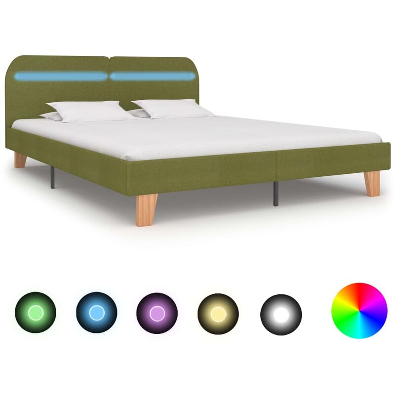 

Estructura de cama con LED tela verde 160x200 cm