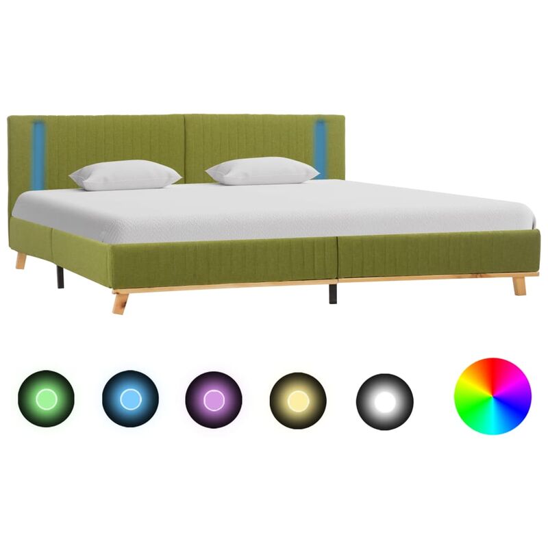 

Estructura de cama con LED tela verde 160x200 cm