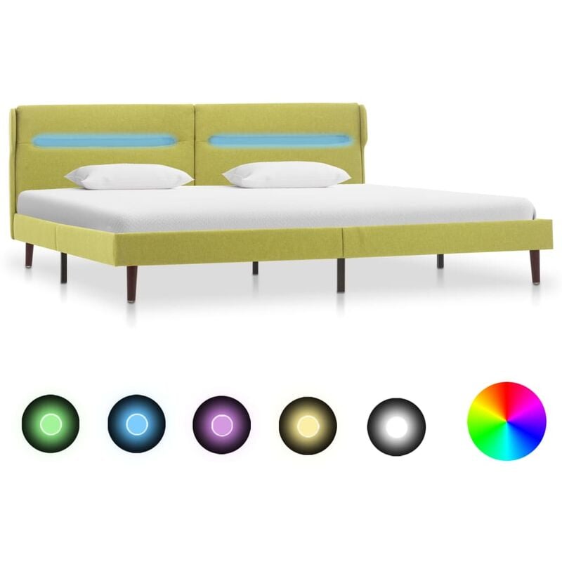 

Estructura de cama con LED tela verde 160x200 cm
