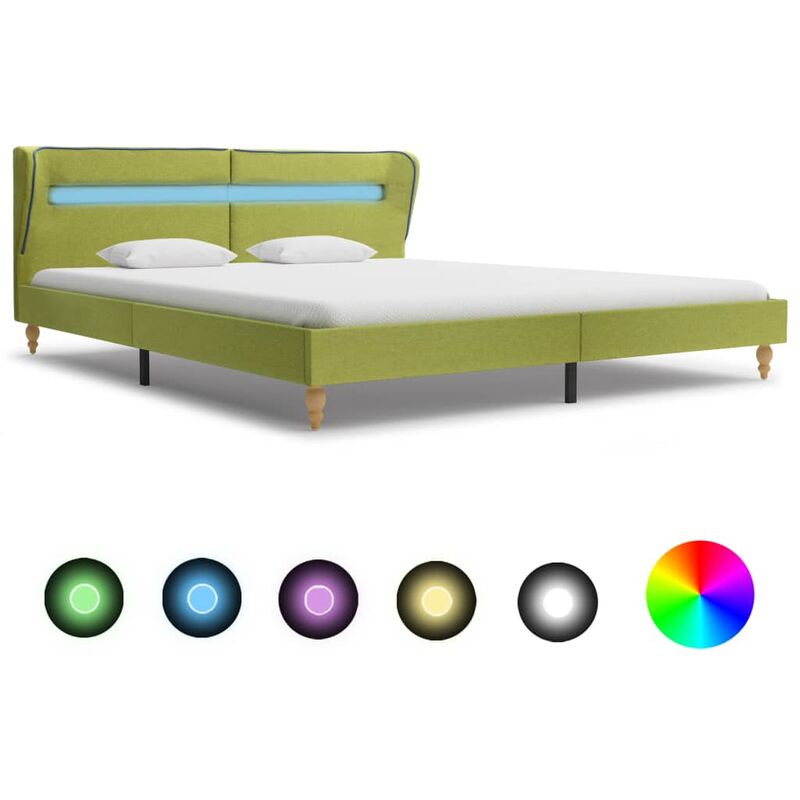 

Estructura de cama con LED tela verde 180x200 cm