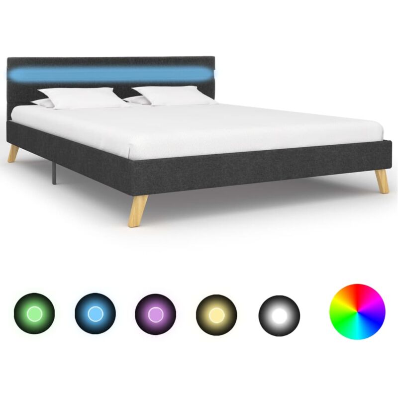 

Estructura de Cama con LED Tela Gris Oscuro 160x200 cm - Gris - Vidaxl