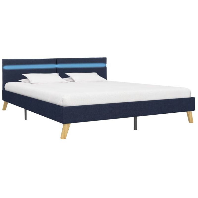 

vidaXL Estructura de Cama con LED Tela Azul 180x200 cm - Azul