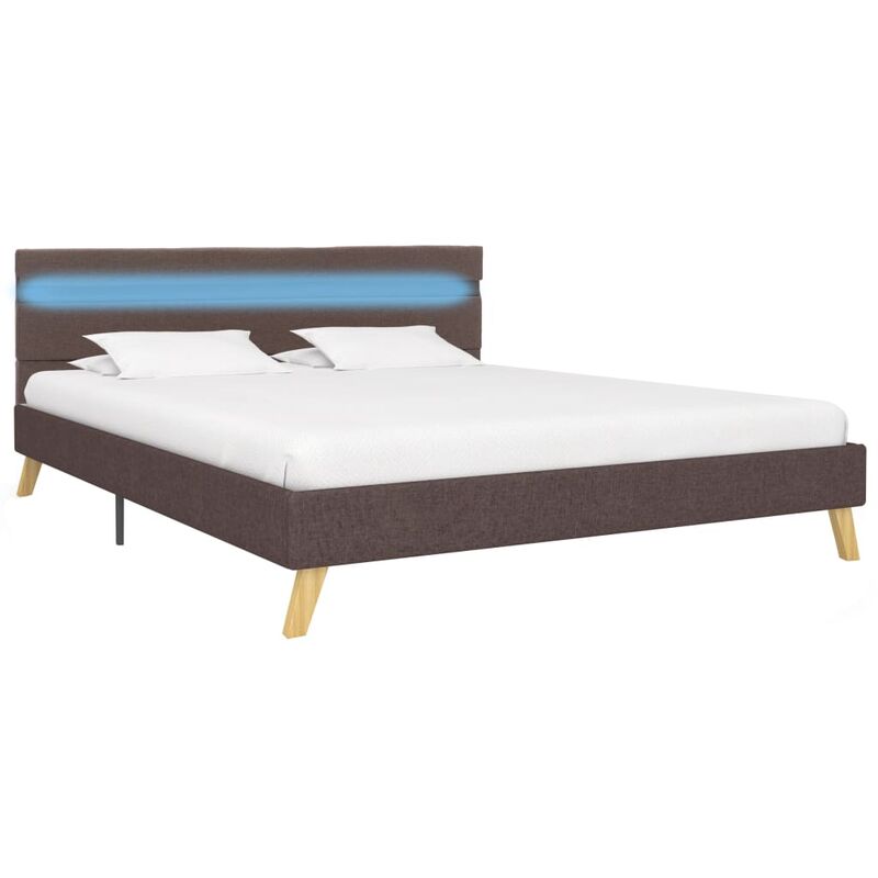 

vidaXL Estructura de Cama con LED Tela Gris Topo 140x200 cm - Marrón